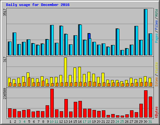 Daily usage for December 2016