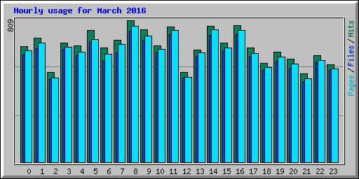 Hourly usage for March 2016